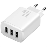 Baseus Compact Quick Charger CCXJ020102, 3x USB, 17W - Hvid