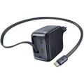 Baseus EnerCore CJ11 67W GaN6 vægoplader med udtrækkeligt USB-C-kabel - sort