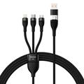 Baseus Flash Series II USB/USB-C til Lightning, USB-C og Micro USB - 100W - 1.2m - sort