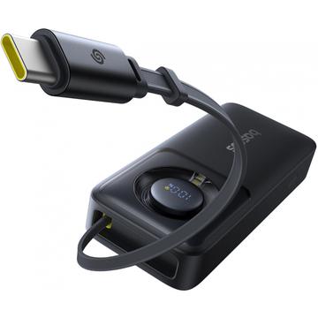 Baseus Free2Pull 10000mAh Powerbank med USB-C-kabel - 30W - Sort