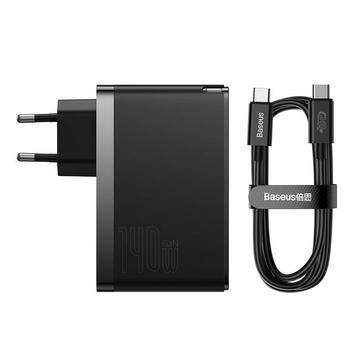 Baseus GaN5 Pro 140W vægoplader m. USB-C opladerkabel - 2xUSB-C, USB-A