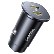 Baseus GoTrip 30W dobbelt USB-C biloplader - sort