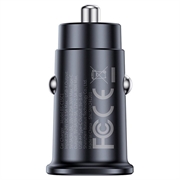 Baseus GoTrip 30W dobbelt USB-C biloplader - sort