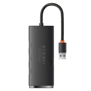 Baseus Lite Series Hub 4in1 WKQX030001 USB til 4x USB 3.0, 25 cm - Sort