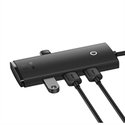 Baseus Lite Series Hub 4in1 WKQX030001 USB til 4x USB 3.0, 25 cm - Sort