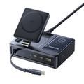 Baseus Nomos 140W Qi2 5-i-1 trådløs opladningsstation med udtrækkeligt USB-C-kabel - sort