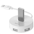 Baseus Round Box 4-port USB 3.0 Hub med MicroUSB Power Supply - Hvid