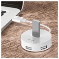 Baseus Round Box 4-port USB 3.0 Hub med MicroUSB Power Supply - Hvid