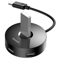 Baseus Round Box 4-port USB 3.0 Hub med USB-C Kabel - Sort