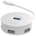 Baseus Round Box 4-port USB 3.0 Hub med USB-C Kabel - Hvid