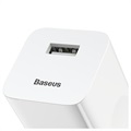 Baseus Enkelt USB Hurtig Rejseoplader CCALL-BX02 - 24W - Hvid