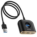 Baseus Square Round USB Hub med Strømforsyningsgrænseflade - Sort