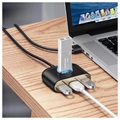 Baseus Square Round USB Hub med Strømforsyningsgrænseflade - Sort