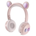 Bear Ear Bluetooth Hovedtelefoner BK7 med LED - Pink