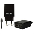 Beline Universal Dual-Port Oplader & MicroUSB Kabel - Sort