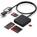 Benfei 4-i-1 USB-C/USB-A 3.0-kortlæser - SD, microSD, MS & CF-kort - sort