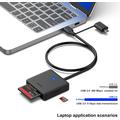 Benfei 4-i-1 USB-C/USB-A 3.0-kortlæser - SD, microSD, MS & CF-kort - sort