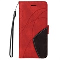 Bi-Color Series Samsung Galaxy A12 Etui med Pung - Rød