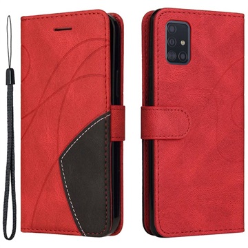 Bi-Color Series Samsung Galaxy A51 Etui med Pung - Rød