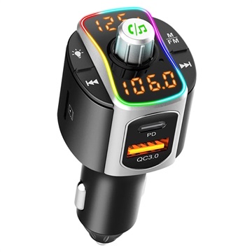 Bluetooth FM Transmitter & Hurtig Billader m. LED Lys BC67