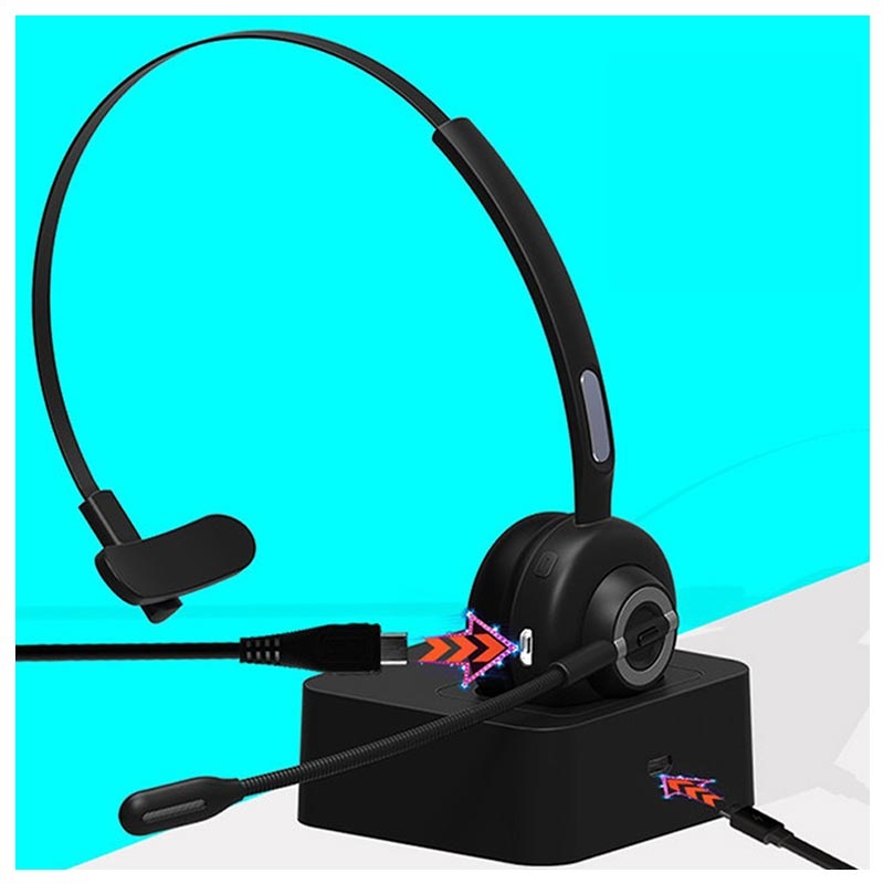 Bluetooth Headset med Mikrofon og Opladningsbase M97 - Sort