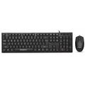 Bosston D5200 sæt med kablet USB-tastatur og ergonomisk mus med 1000 DPI - sort