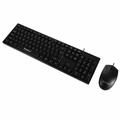Bosston D5200 sæt med kablet USB-tastatur og ergonomisk mus med 1000 DPI - sort