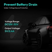 Botslab Dash Cam-kabelmonteringssæt - USB-C, 24/7-parkeringsovervågning, lavspændingsbeskyttelse - sort