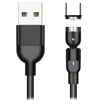 Flettet og Drejeligt Magnetisk USB Type-C Kabel - 2m