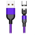 Flettet og Drejeligt Magnetisk USB Type-C Kabel - 2m - Lilla
