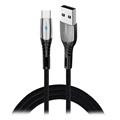 Flettet USB 3.1 Type-C Data / Ladekabel - 5A/40W - 2m - Sort