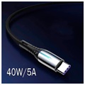 Flettet USB 3.1 Type-C Data / Ladekabel - 5A/40W - 2m - Sort