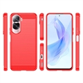 Honor 90 Lite/X50i Børstet TPU Cover - Karbonfiber - Rød