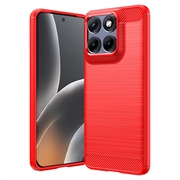 Motorola Edge 70 Fusion/70 Fusion+ Børstet TPU Cover - Karbonfiber - rød