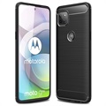 Motorola Moto G 5G Børstet TPU Cover - Karbonfiber - Sort