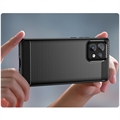 Motorola Edge 40 Pro/Edge+ (2023) Børstet TPU Cover - Karbonfiber - Sort