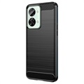OnePlus Nord 2T Børstet TPU Cover - Karbonfiber - Sort