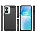 OnePlus Nord 2T Børstet TPU Cover - Karbonfiber - Sort