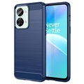 OnePlus Nord 2T Børstet TPU Cover - Karbonfiber - Blå