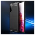 Samsung Galaxy S21 5G Børstet TPU Cover - Karbonfiber