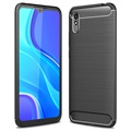 Xiaomi Redmi 9A Børstet TPU Cover - Karbonfiber - Sort