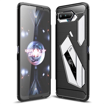 Asus ROG Phone 5 Børstet TPU Cover - Karbonfiber - Sort