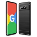 Google Pixel 7 Pro Børstet TPU Cover - Karbonfiber - Sort