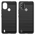 Nokia C21 Plus Børstet TPU Cover - Karbonfiber - Sort