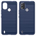 Nokia C21 Plus Børstet TPU Cover - Karbonfiber - Blå
