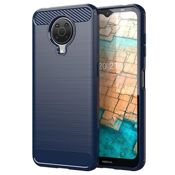 Nokia G10/G20 Børstet TPU Cover - Karbonfiber - Blå