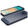 Nokia G10/G20 Børstet TPU Cover - Karbonfiber - Blå