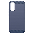 Samsung Galaxy A34 5G Børstet TPU Cover - Karbonfiber - Blå