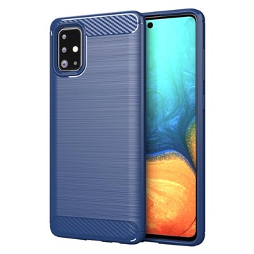 Samsung Galaxy A71 Børstet TPU Cover - Karbonfiber