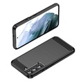 Samsung Galaxy S22 5G Børstet TPU Cover - Karbonfiber - Sort